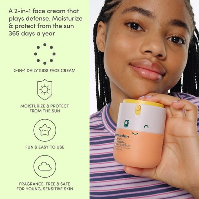 Evereden Kids Face Cream, 1.7 oz. | Fragrance-Free and Kids Face Lotion with SPF 20 | Clean and Non-Toxic Face Moisturizer | Multi-Vitamin Skin Care | FSA Eligible