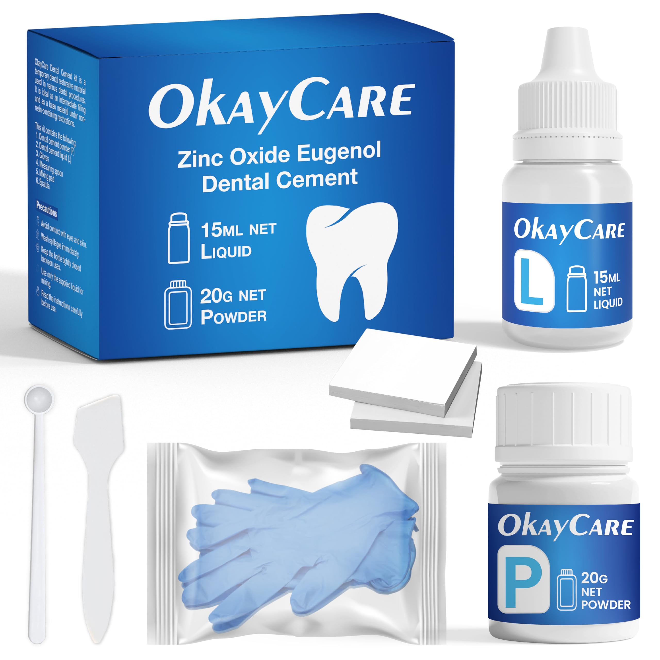 Zinc Oxide Eugenol Dental Cement Kit – Instant Tooth Repair, Cap, Crown & Bridge Filling | Ultra Strong & Pulp-Soothing Formula | Long Lasting - Easy Mix-and-Use Dental Adhesive for DIY, Home & Clinic