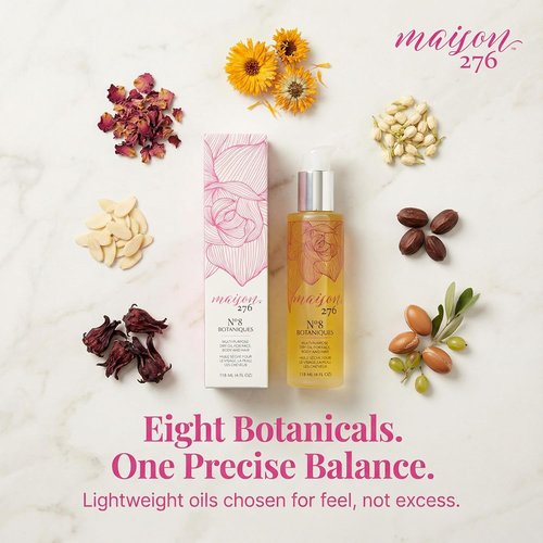 Maison 276 No. 8 Botaniques Moroccan Oil Moisturizer - Multi-Purpose Body, Face & Hair Oil, 4 Fl Oz