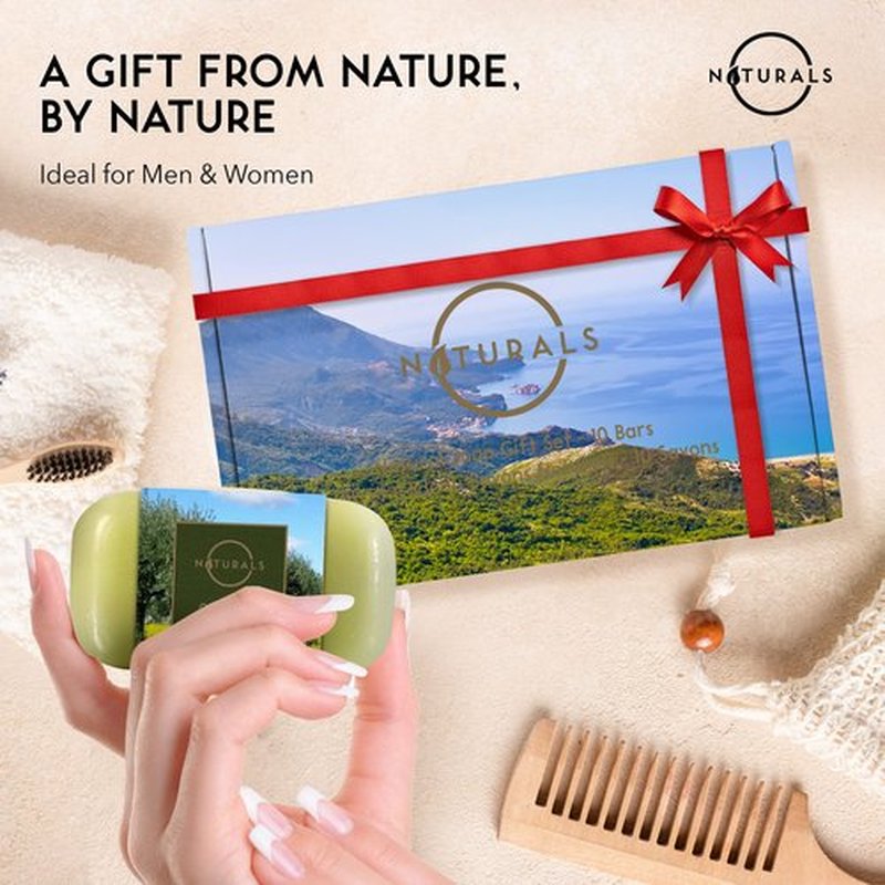 O NATURALS 100% Natural Bar Soap - Gift Set - Organic Ingredients & Essential Oils - Spa Gifts for Women & Men, Body Wash & Face Soap - 10PC Variety Soaps Collection