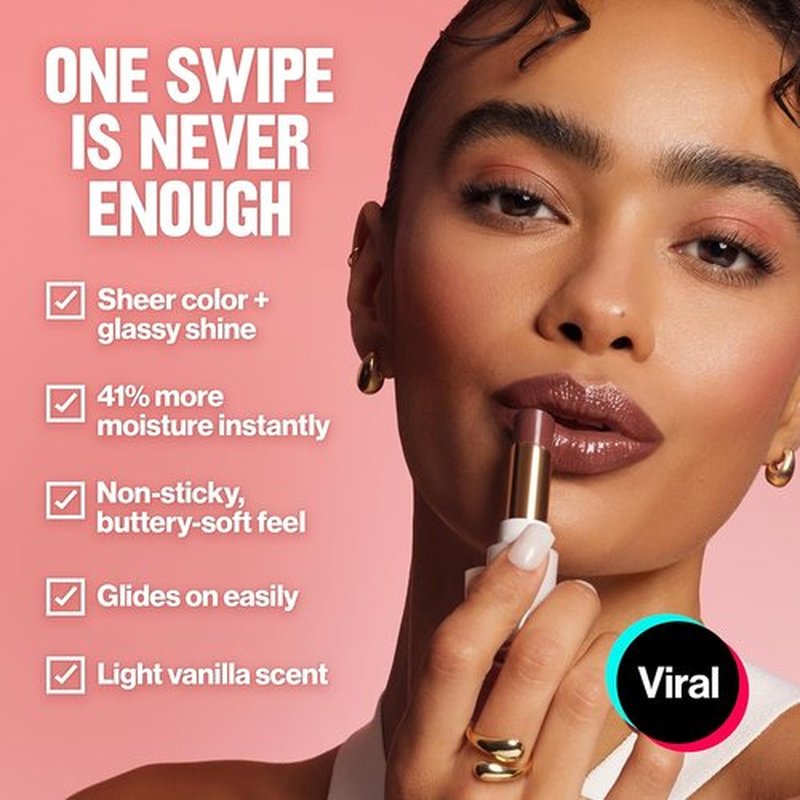 REVLON Super Lustrous Glass Shine Balm - Hydrating Tinted Lip Balm with Hyaluronic Acid & Aloe | Medium Pink 0.11 oz