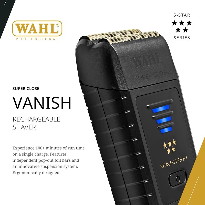 Wahl Professional 5 Star Vanish Shaver - Cordless, Ergonomic Design with 100+ Minute Runtime