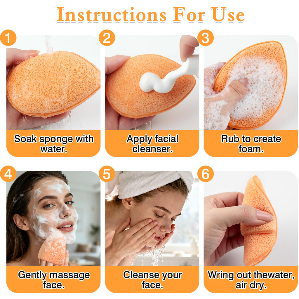 Brvlsoc Reusable Face Scrubber Sponges – 3-Pack Gentle Exfoliating Makeup Remover Pads for Face Wash & Daily Skincare (Orange, Yellow, Gray)