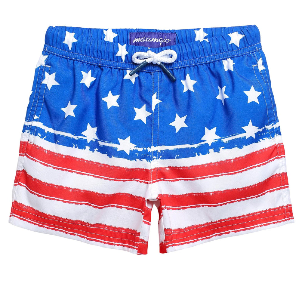 maamgic Boys Swim Trunks Toddler Swim Shorts Little Boys Bathing Suit Swimsuit Toddler Boy Swimwear Flag Blue 5-6 Years