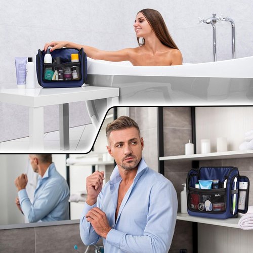 Skiennix Travel Toiletry Bag - Large Waterproof Organizer with 19 Compartments & XXL Swivel Hook | 10.6”x10.6”x3.2”
