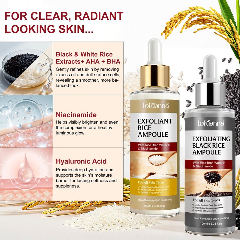 Peel Shot Glow Rice Peeling Ampoule,Gentle Black & White Rice Exfoliating Face Serum for Face & Body, Shrink Pores & Deeply Hydrating For All Skin Types
