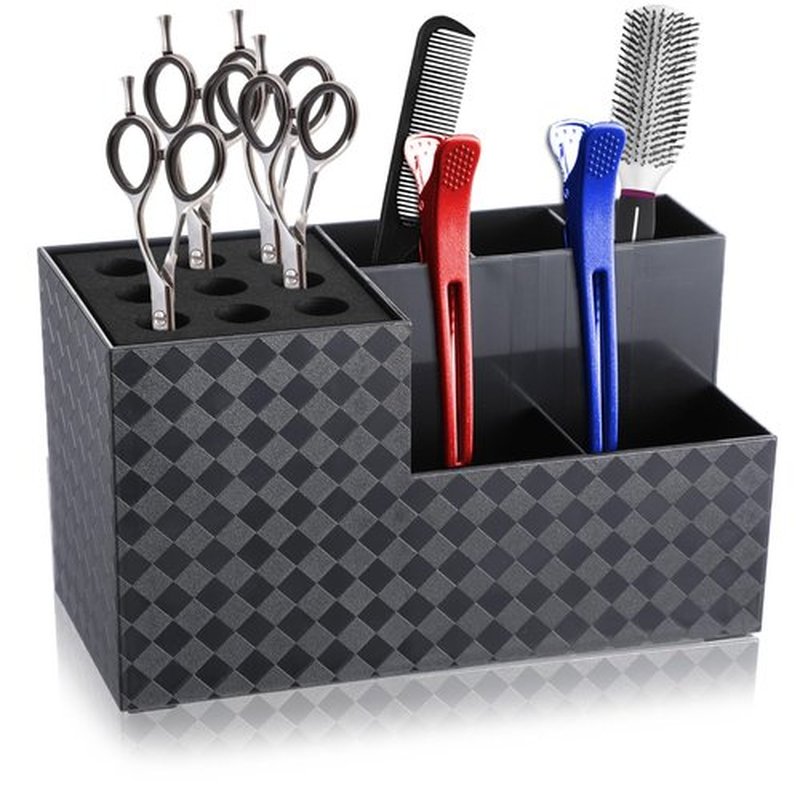 Hairdressing Scissors Holder, Barber Shop Organizer Stand, Tools Storage Box for Hairstyling Combs Clips Brushes, Salon Shears Block Rack