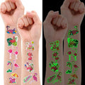 96 PCS Funny-Flamingo Glow In The Dark Pre-Cut Temporary Sticker Summer Tropical Hawaiian Luau Birthday Supplies Gifts Girls Boys Baby Showers Prizes Cute School Reward Themed (Luminous)
