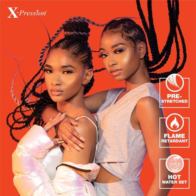 Sensationnel X-pression prestretched braiding hair - 3x braid 58 inch all kanekalon flame retardant synthetic braid for box braids and twists (1 pack, 27/30/613)