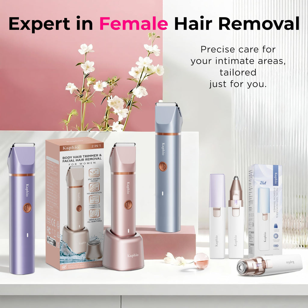 Bikini Trimmer for Women Pubic Hair: 2 in 1 Electric Razors for Women - IPX7 Waterproof Lady Shaver for Travel & Home Use (Gold)