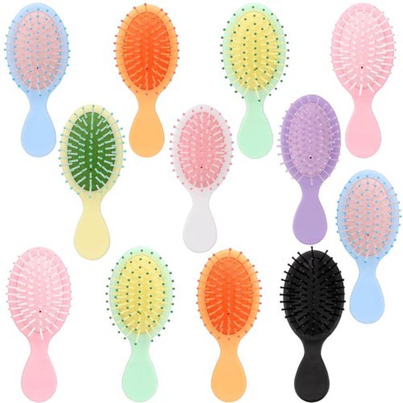 12 Pack Mini Hair Brush Bulk Soft Brush For Hair Travel Detangler Wet Hair Brush Pocket Travel Hair Brush Soft Bristles Hair Brush Small Paddle Hair Brush For Men Women 8 Colors