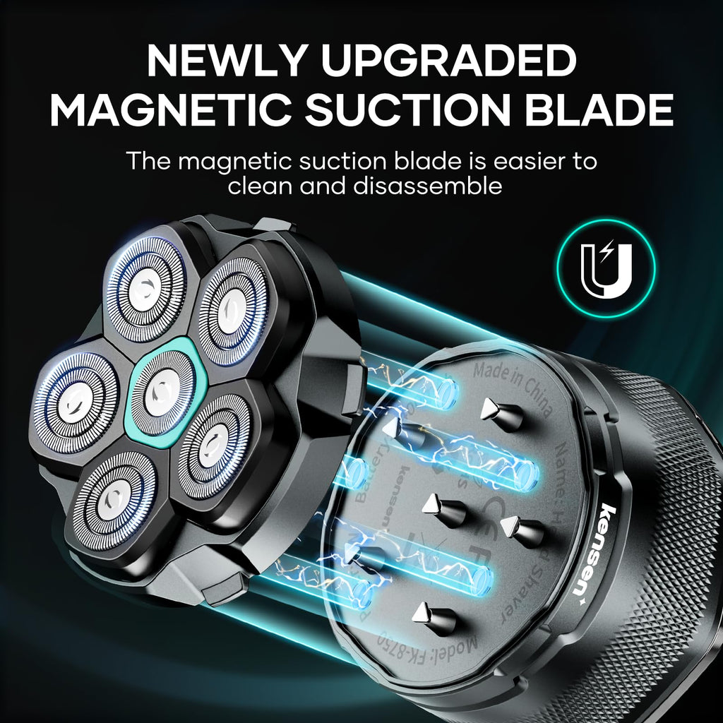 kensen 6D Head Razor for Bald Men, Head Shaver Electric Head Razor, Waterproof for Bald Men Skull Shaver Wet/Dry LED Display