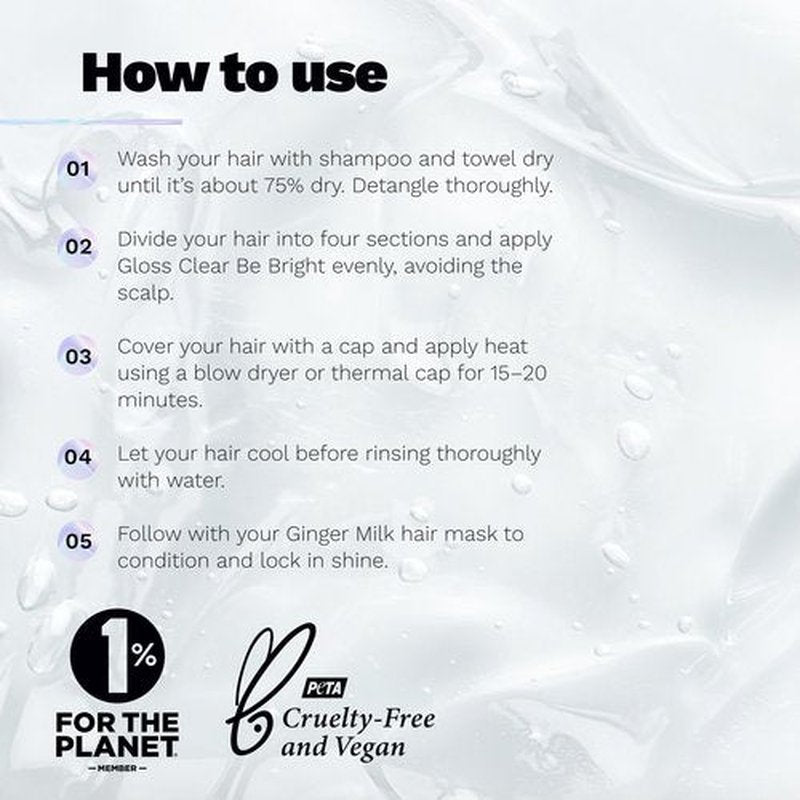 Ginger Milk Hair Gloss Clear Shine and Color-Enhancing Treatment with Hyaluronic Acid, Semi-Permanent Color for Dull & Dry Hair Sulfate Free | BE BRIGHT 5 Fl Oz | 150 ml