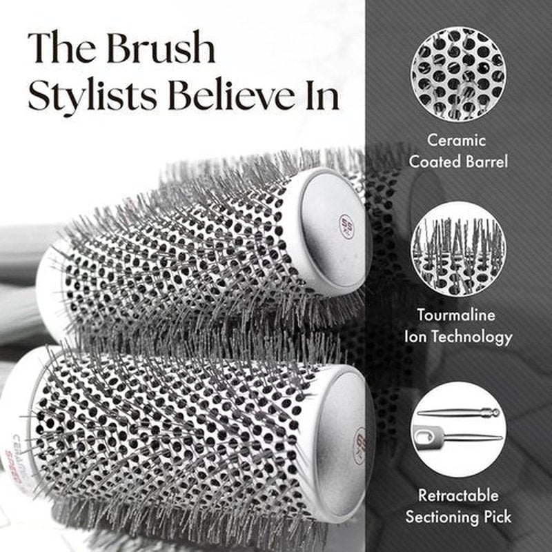 Olivia Garden Ceramic + Ion Speed XL - Professional Extra-Long Round Thermal Hair Brush for Thick Hair