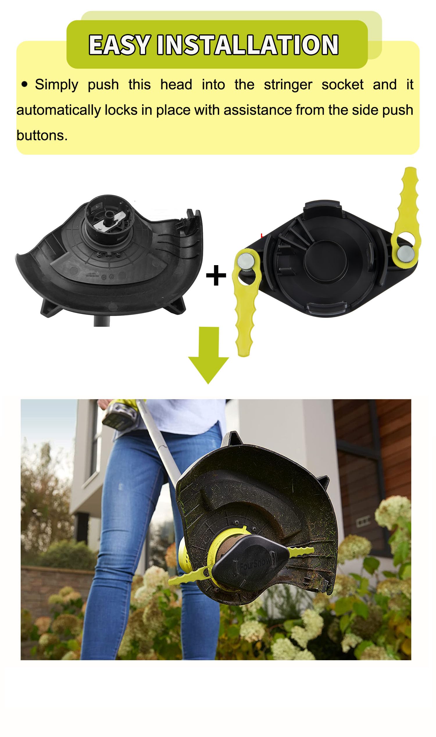 【Quickload】 Bladed Trimmer Head Compatible with Ryobi String Trimmer 18V 24V Hybrid,AC052N1 Weed Eater Bladed Head ACFHRL2 with 20Pcs Spare Blades