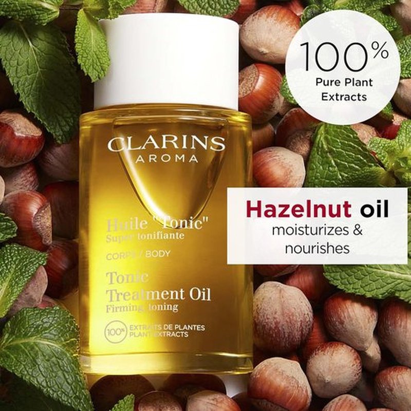 Clarins Tonic Body Treatment Oil - Improve Skin Elasticity & Firmness | 100% Natural Plant Extracts | 3.4 Fl Oz