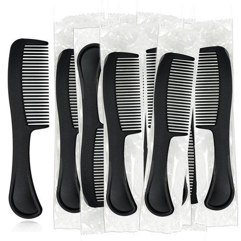 Bulk Hair Combs, Combs Individually Wrapped, Hair Combs in Bulk for Women, Kids, Hotel, Airbnb, Shelter, Homeless, Charity, and Church (Black) (5.9 inches, 100, Count)