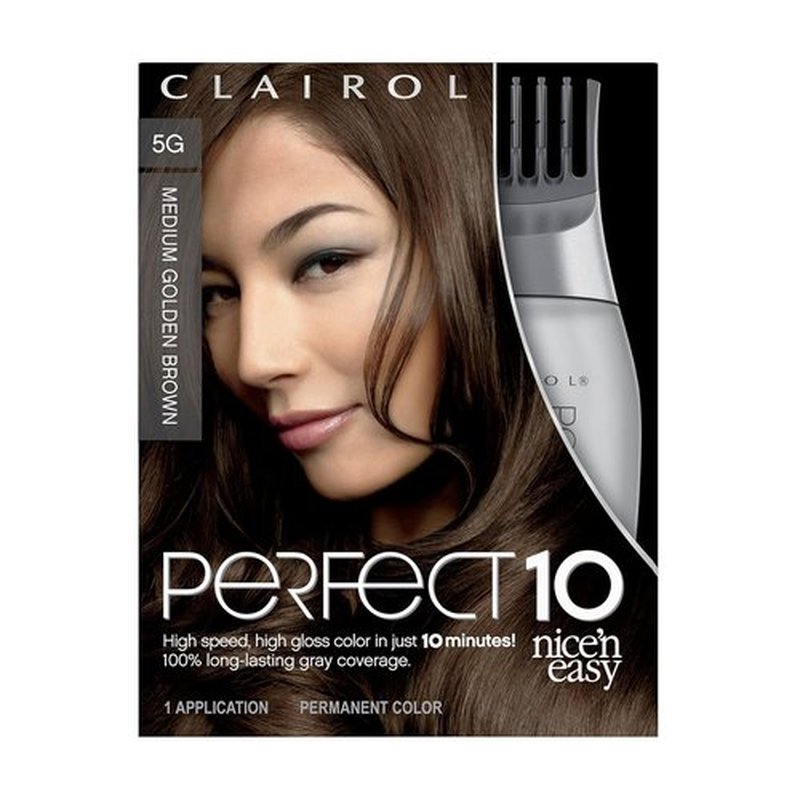 Clairol Nice’n Easy Perfect 10 Hair Dye - 5G Medium Golden Brown Color | Long-Lasting Formula