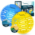 Urinal Screen Deodorizer (24 Pack) Urinal Cakes Fresh 3d Wave Anti-Splash Odor Protection for Toilets in Bathroom Office Stadiums Schools with Free Gloves - 12pcs Blue Ocean and 12pcs Yellow Lemon
