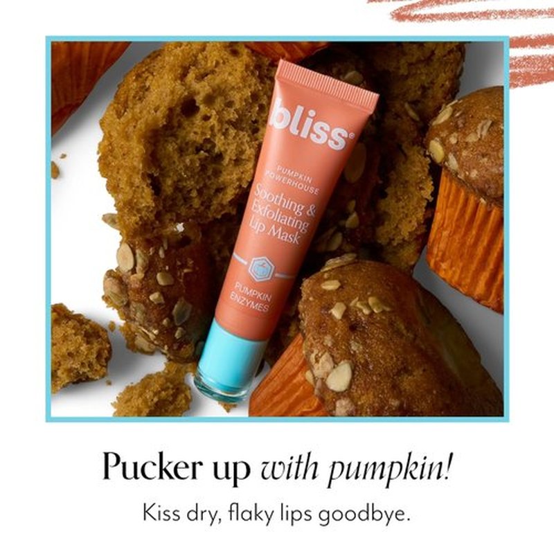 Bliss Pumpkin Powerhouse Lip Mask - Hydrating Overnight Exfoliating Treatment for Dry Lips