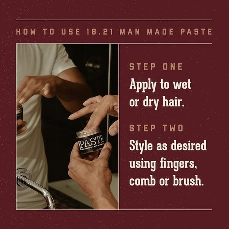 18.21 Man Made Hair Styling Paste - Original Sweet Tobacco Scent | 2oz Natural Shine Finish