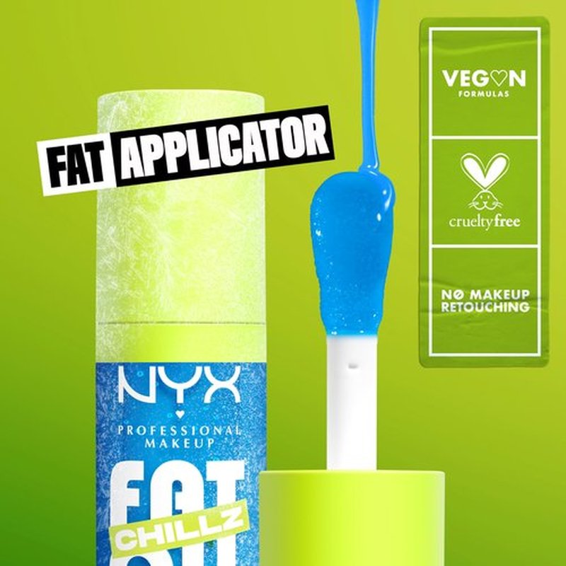 NYX PROFESSIONAL MAKEUP Fat Oil Chillz, Moisturizing, Shiny and Vegan Tinted Lip Gloss - Polar Peppermint (Sheer Blue)