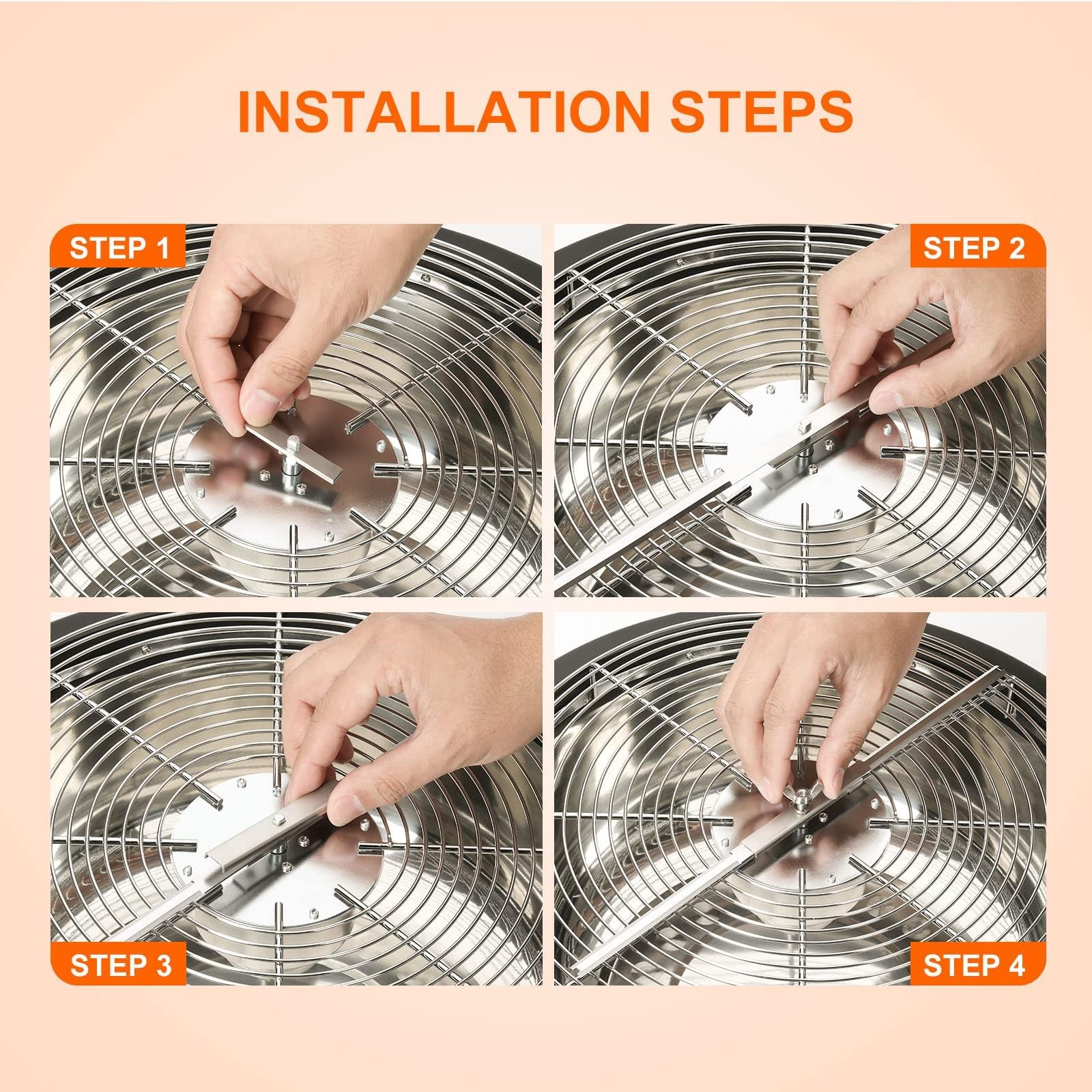 iPower 4-Pack 16 inch Bud Bowl Leaf Trimmer Blades Replacement Stainless Steel Spin Clean Cut, Include 2 Serrated 2 Straight Blades, Actual Length 13.4''