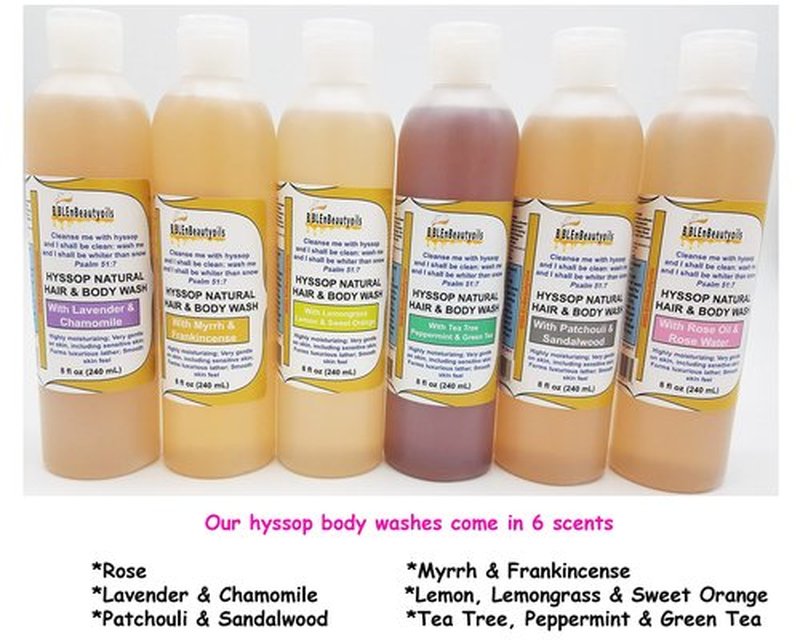 BIBLE N Beautyoils Cleanse Me With Hyssop Natural Hair and Body Wash, Organic Hyssop Infused Shampoo and Body Wash for Nourishing and Refreshing Hair & Body Cleansing (Myrrh and Frankincense)