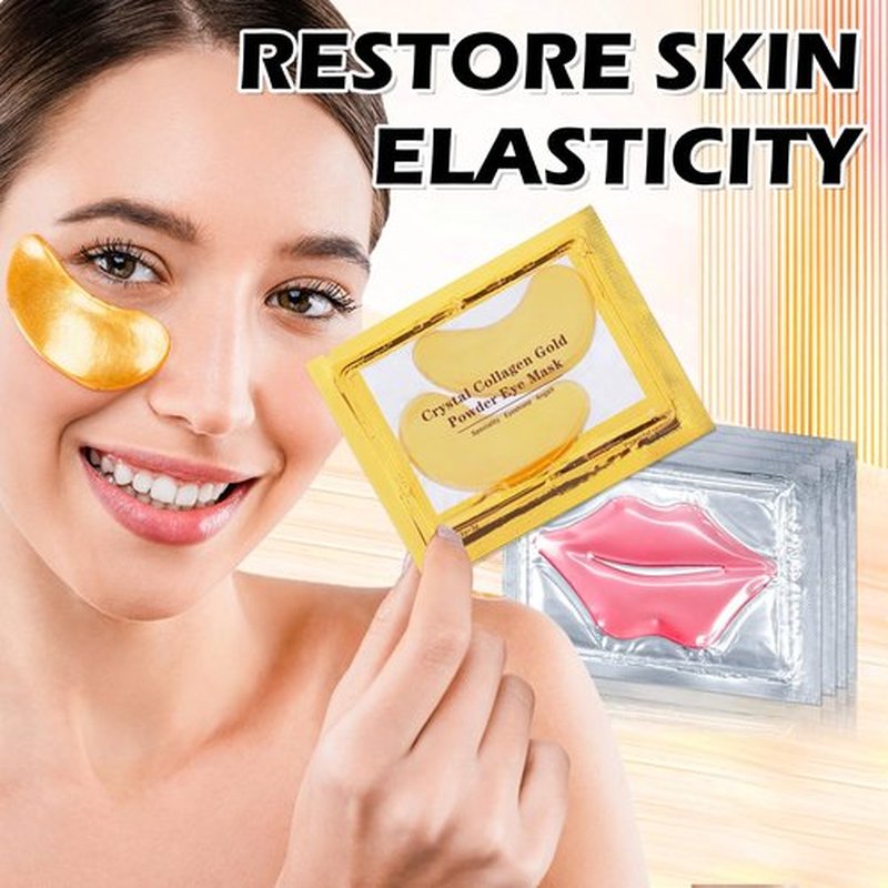 AOAZXBB 30 PCS Lip Mask Under Eye Mask 24K Gold Eye Mask,Moisturizing Nourishing Lip Mask for Dry Lips,Eye Patches for Puffy Eyes Dark Circles