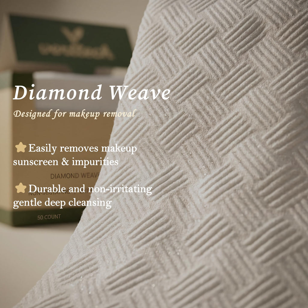 verttech™ Diamond Weave Clean Towels for Face 50 Count, XL Disposable Face Towel 10"x12" Clean Towels Blemish Control, Ultra Absorbent Makeup Removal & Daily Cleansing