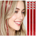 HandWig Hair Tinsel Red, Sparkle Strands for Styling, Clip In, 24 Inches 12 Pcs,Salon Quality Fairy Hair,Bold Glitter Hair Strands for Parties and Holidays for Women