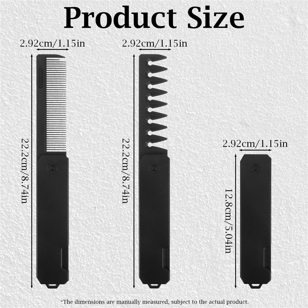 Folding Hair Comb for Men, Fine Tooth & Wide Tooth Comb, Double-Sided Pocket Comb for Hair, Portable Folding Pocket Combs for Men for Travel Grooming Beards and Mustaches