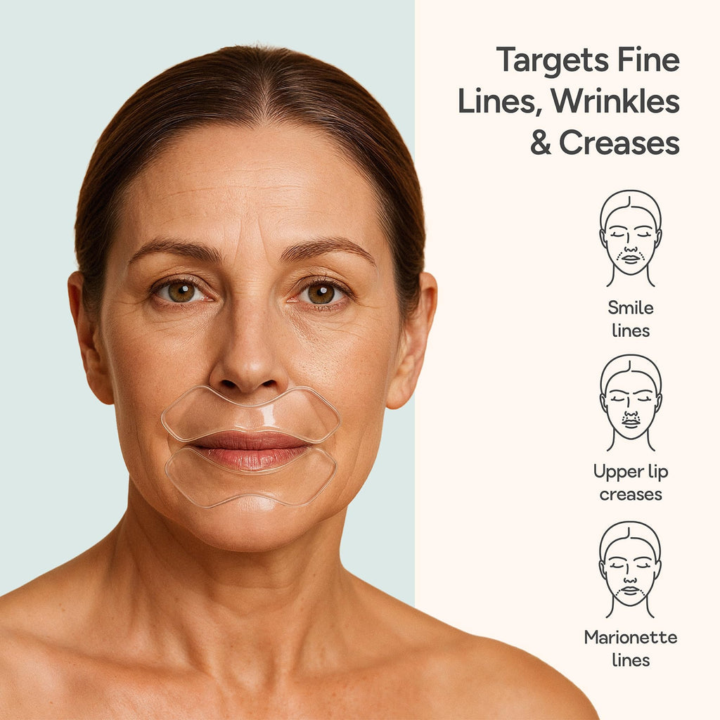 Bare Intent Reusable Silicone Anti-Wrinkle Patches for Mouth & Lip | Hypoallergenic, Moisturizing & Smoothing Wrinkle Patches for Crease, Marionette Fold & Smile Lines | 2 pack (1 set) | Up to 20 Uses