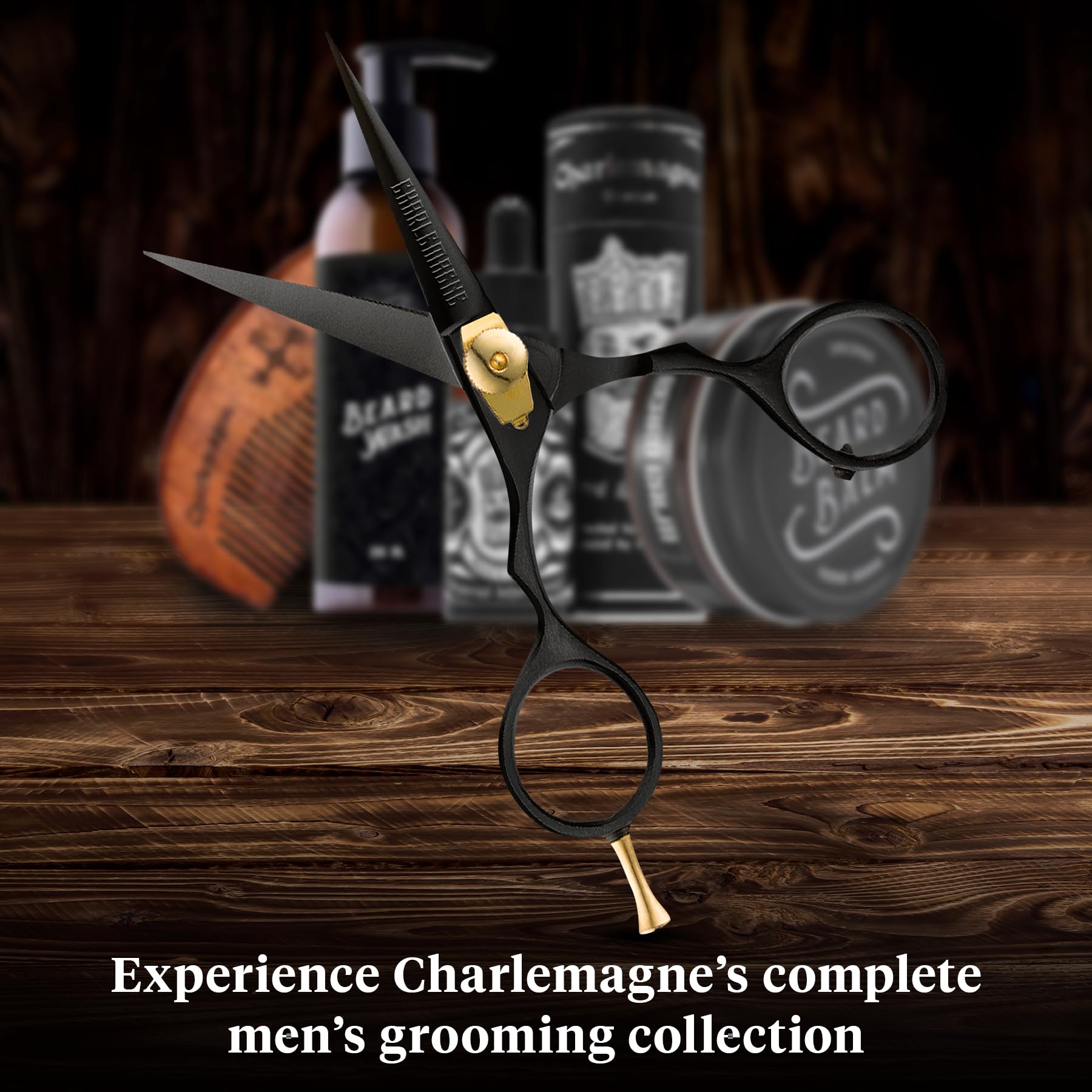 Charlemagne Hand-Forged Japanese Steel Beard & Mustache Scissors - Stainless Steel, 5.5 in - Precision Beard Trimming - Nose Hair Scissors - Fits Mustache Kit & Grooming Kit