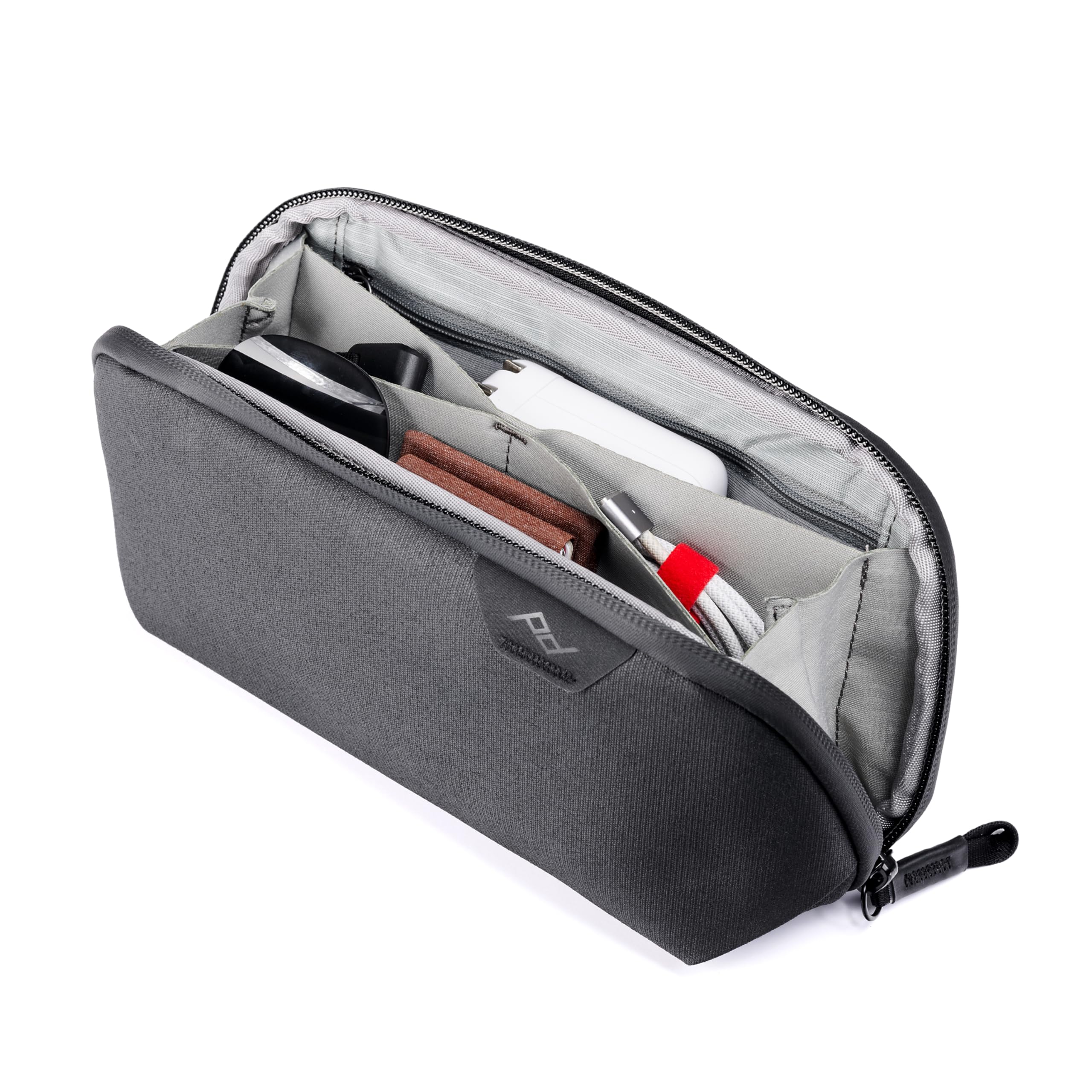 Peak Design Small Tech Pouch, Black, Electronics Organizer for Travel or Everyday Carry, Origami-Style Storage, Cable Pass-Through, Weatherproof Recycled Nylon, Gear Carry Bag for Men and Women