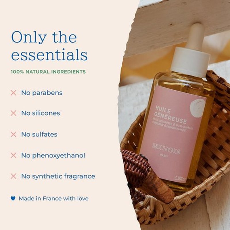 Minois Paris Pregnancy Body Oil - Organic Stretch Mark Prevention & Firming Skin Therapy - Made in France