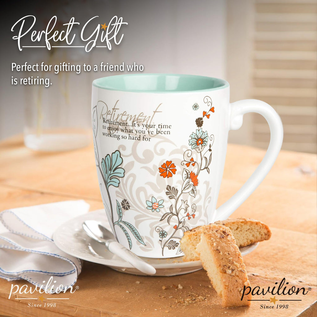Pavilion Coffee Mugs - Mark My Words Retirement Mug with "Retirement, It's Your Time To Enjoy" Text Design - Ceramic Coffee Cup for Friends, Microwave & Dishwasher Compatible - Multicolor, 20 oz