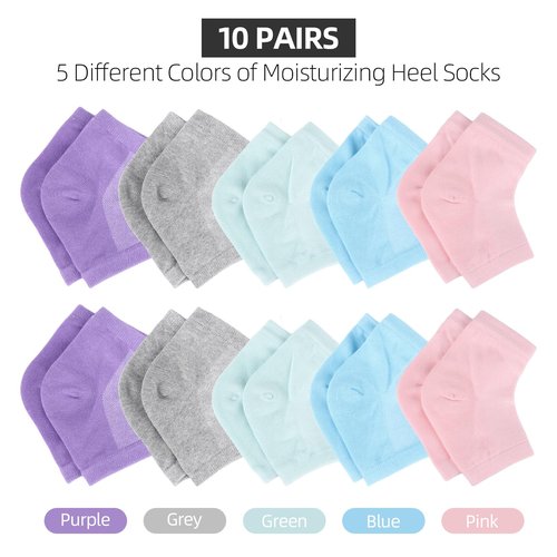 10 Pairs Moisturizing Heel Socks for Dry Cracked Feet Repair, Toeless Gel Socks for Foot Care Treatment