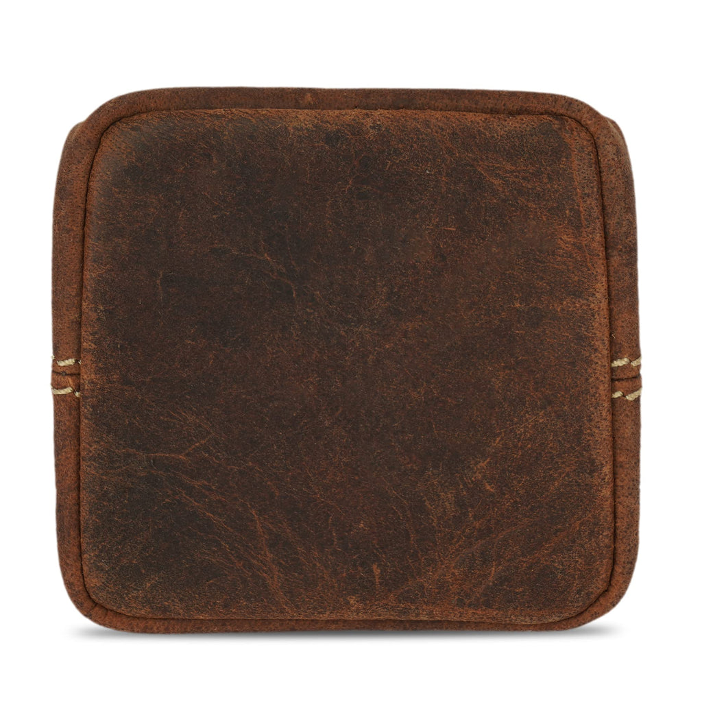 CestAntiQ Leather Coin Pouch | Handmade Full Grain Brown Coin Purse for Men & Women | 3x3 in Vintage Change Holder | Compact Mini Wallet with Snap | Rustic EDC Pocket Ring Pouch Gift for Christmas