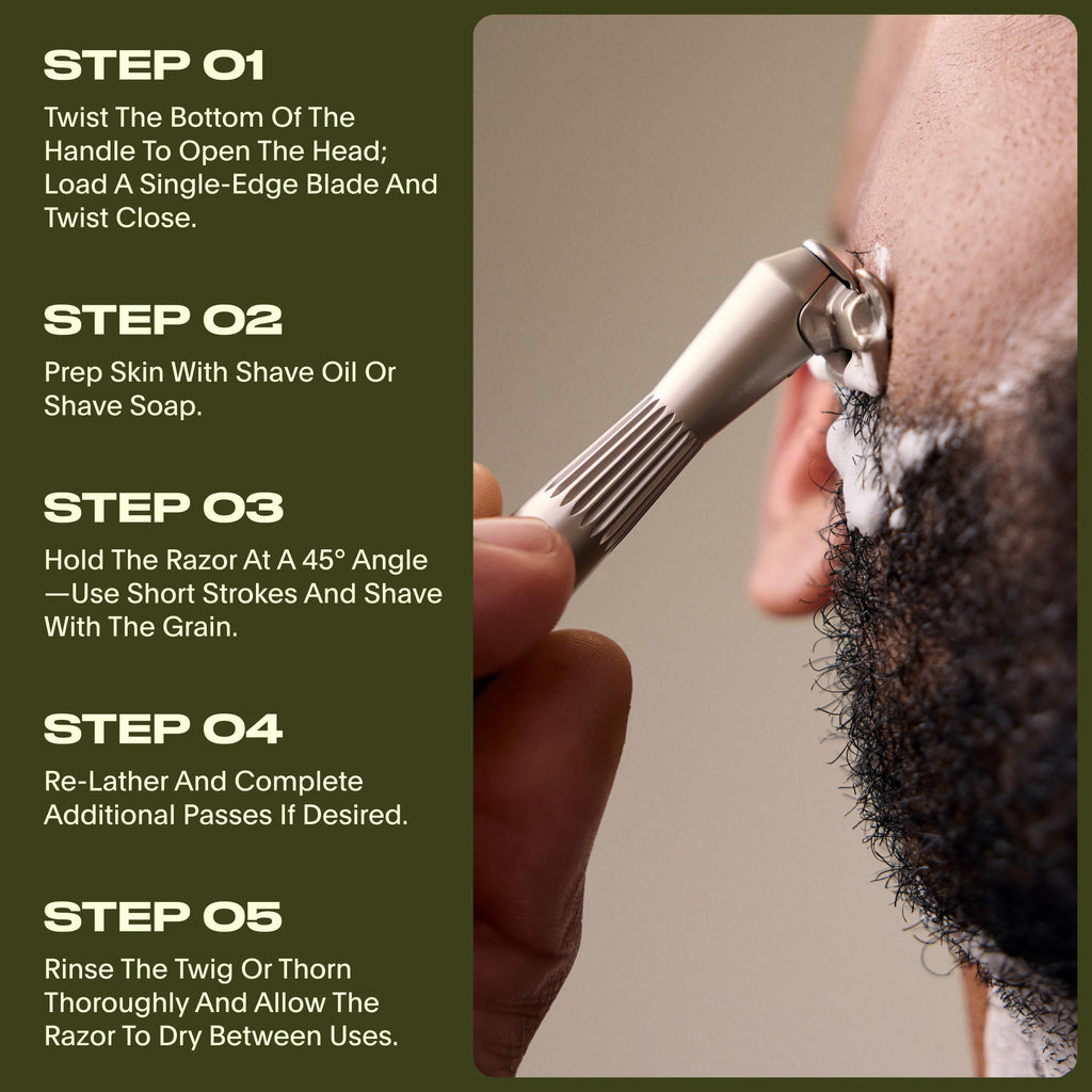 Leaf Shave | Twig Razor, Gold - All-Metal, Eco-Friendly Shaver for Men & Women; Includes 5 Stainless Steel Single-Edge Blades; Recommended for Face Shaving Lighter Hair and Sensitive Skin