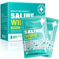 EVERLIT CARE Saline Wipes | 80 Pcs Sterile Wet Towelettes Formulated for Sensitive Skin | Nose, Piercing Aftercare, Baby & Kids | No-sting Alcohol-Free Wipes with Aloe Vera | 6" x 8" Extra Large Sheet