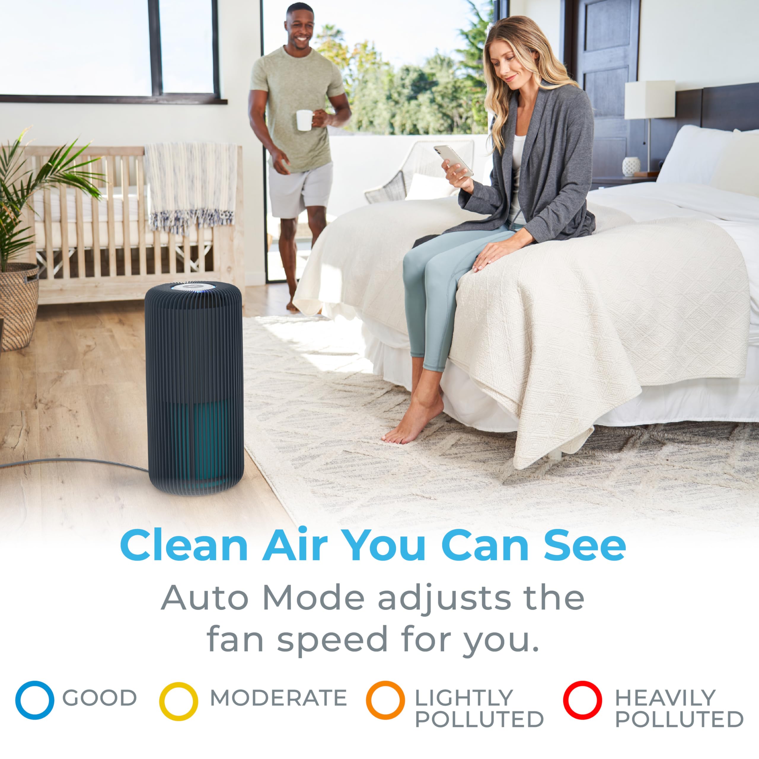 Pure Enrichment PureZone Turbo Smart Air Purifier for Large Rooms (1050 sq. ft. in 30 min.) - 5 Stage Filtration, Smartphone Compatible, Traps Germs, Smoke, & Dust (Graphite)