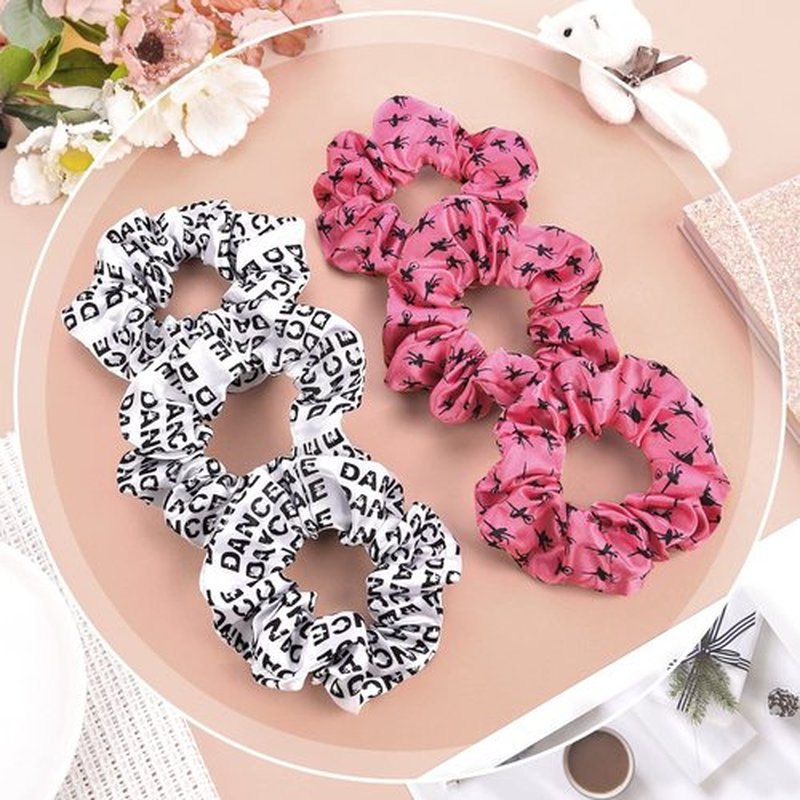 20 Pcs Dance Hair Scrunchies Dance Gift Gymnastics Elastics Hair Ties Accessories for Gymnast Dancer Ballet Team Women (Ballet Pattern, White, Pink)