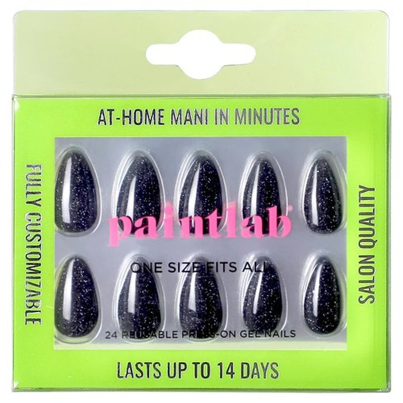 PaintLab Press-On Nails Manicure Kit, Night Crawler, 30-Piece Set, Long-Lasting Fake Nails with Glue, File, Prep Pad & Cuticle Stick