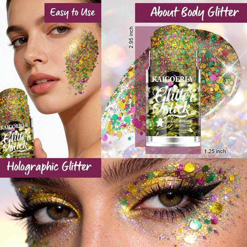 KAICOERLY Mardi Gras Body Glitter Gel, Mardi Gras Outfit Body Glitter for Face Body Hair, Chameleon Color Changing Glitter Gel for Rave Party Mermaid Sequins Festival Accessories Shimmer Makeup #10