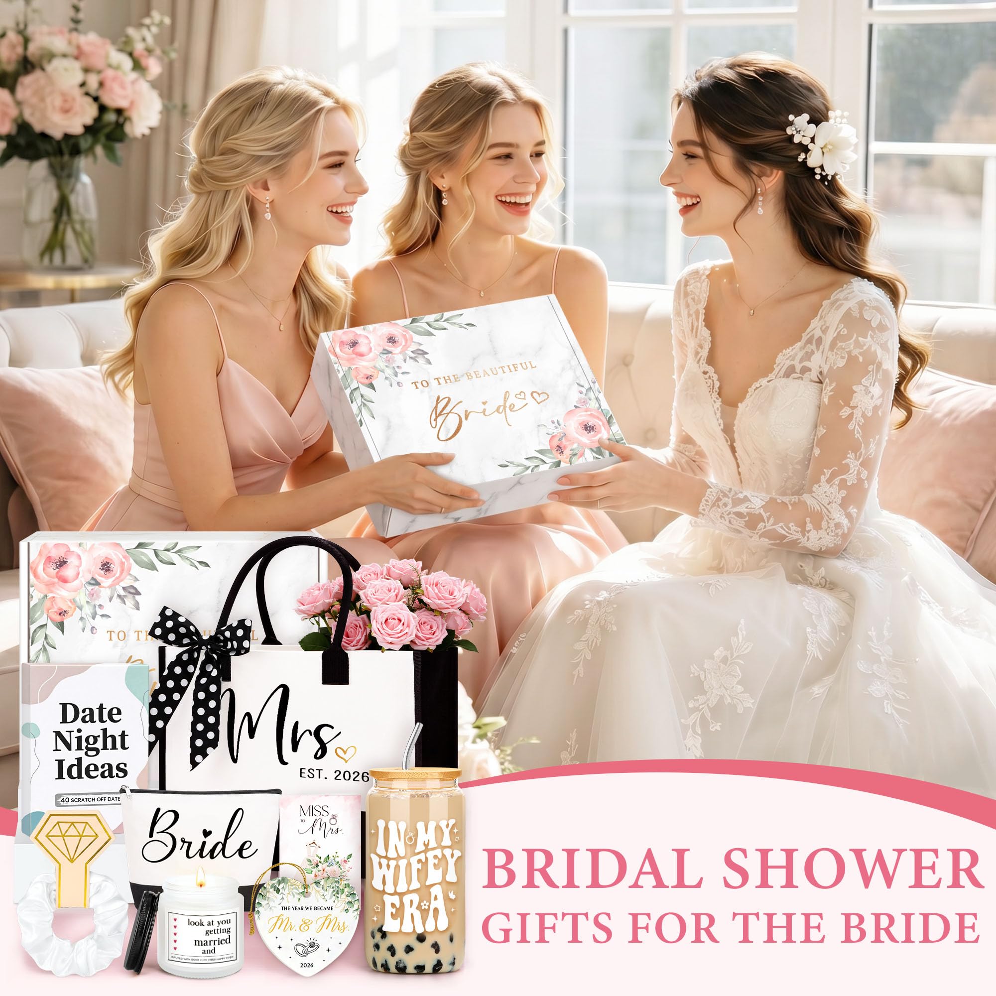 Bridal Shower Gifts for Bride To Be Gift Ideas Bride Gifts Box for Bachelorette Party Wifey Gift Accessories for Wedding Day Popular Engagement Stuff Things Set for Her Future Mrs Soon To Be Wifey