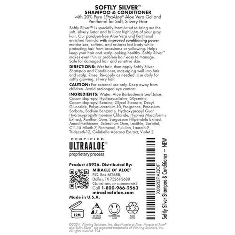 Softly Silver Shampoo - 2-in-1 Purple Restorative Hair Wash for Gray Hair | Adds Luster & Bounce, 12 oz