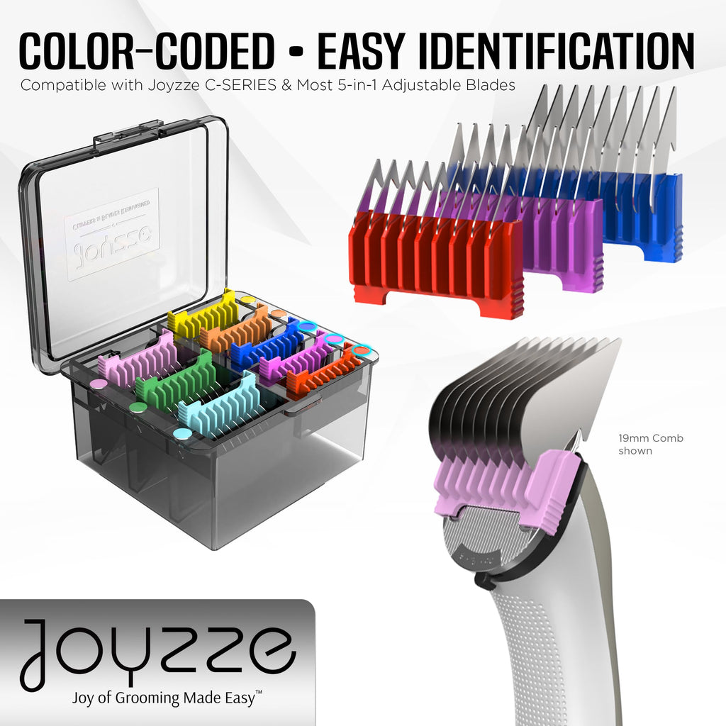 JOYZZE Pet Clipper Comb Set – Stainless Steel Attachments for 5-in-1 Detachable Blades – Guide Combs for Dog & Cat Grooming – Not for A5 Style Clippers