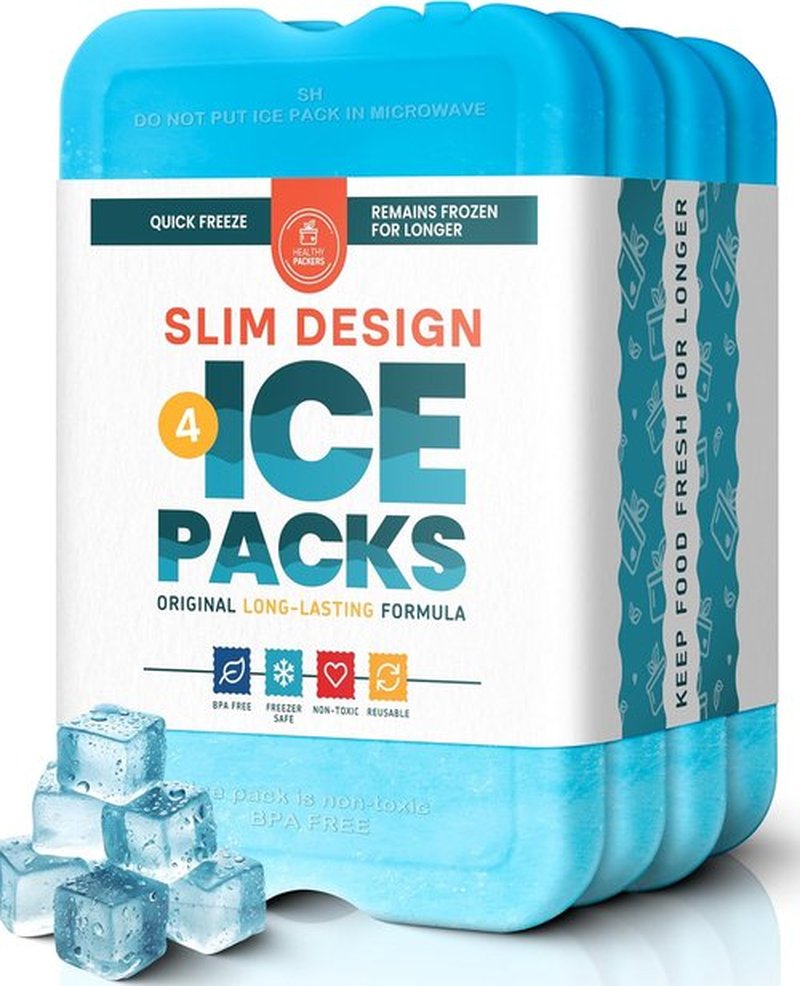 Healthy Packers Ice Packs - Long-Lasting Reusable Freezer Packs for Lunch Boxes & Coolers | Ideal for Beach, Camping & Fishing