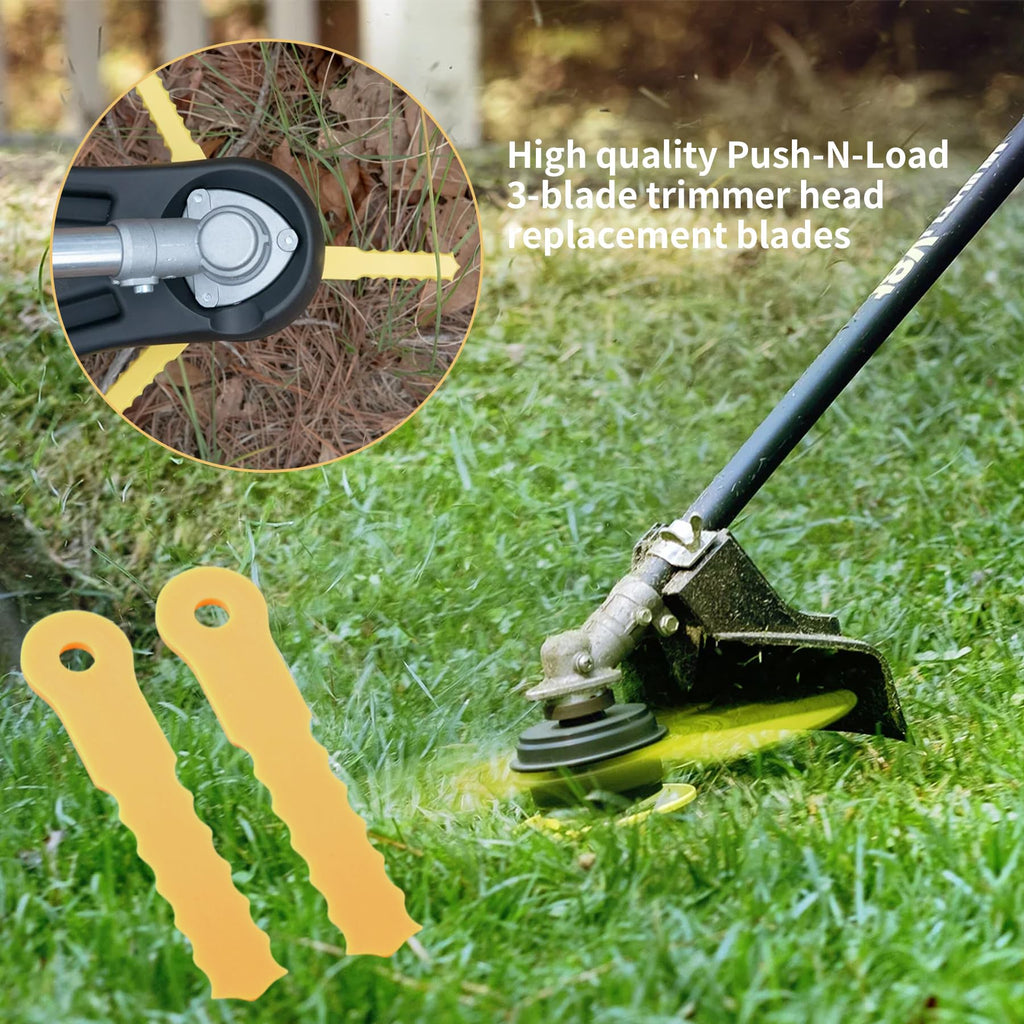 ORAEVY 30Pcs Push-N-Load Replacement Nylon Blades Compatible with Weed Warrior 3 Blade Trimmer Head and Pivotrim Hybrid 2-N-1 Head，Universal Fit